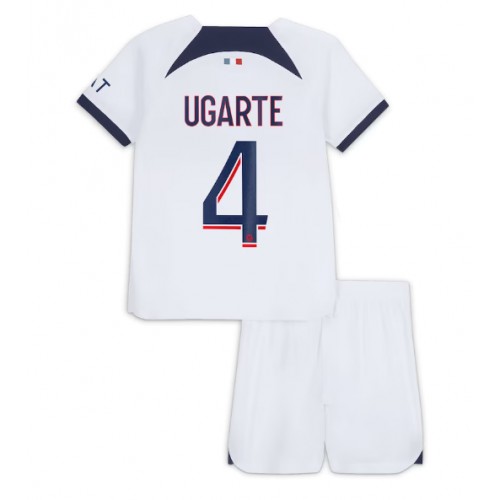 Fotbalové Dres Paris Saint-Germain Manuel Ugarte #4 Dětské Venkovní 2023-24 Krátký Rukáv (+ trenýrky)